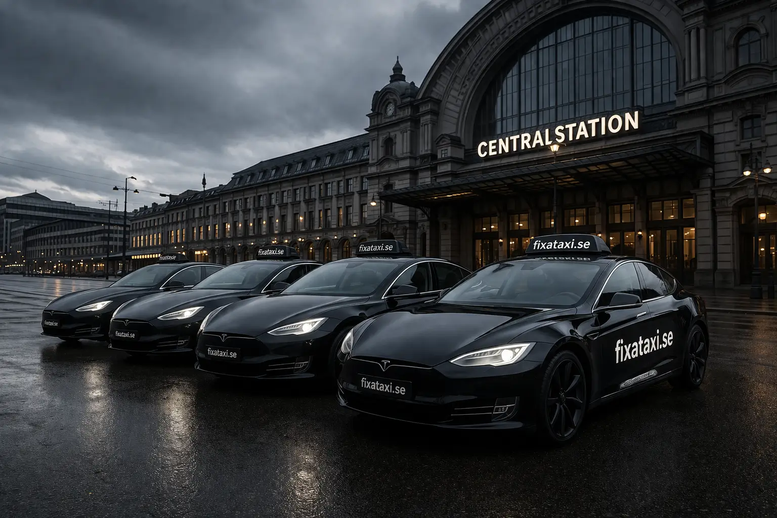 FIXATAXI Tesla-flotta i Stockholm – moderna elbilar för taxi till Arlanda